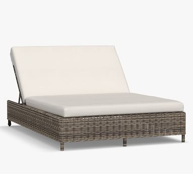 Torrey Wicker Double Outdoor Chaise Lounge | Pottery Barn