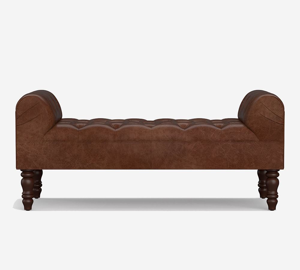 Lorraine Tufted Leather Bench