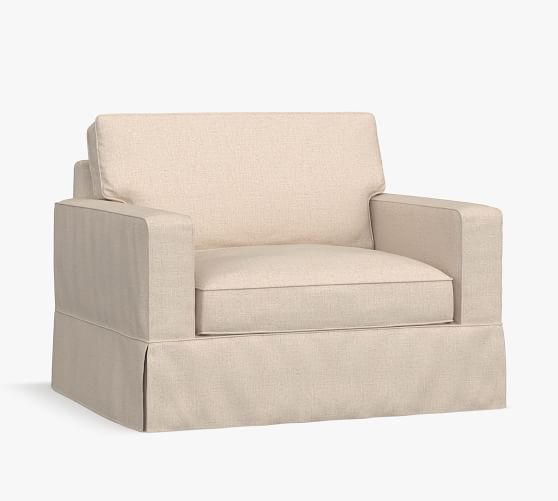 PB Comfort Square Arm Slipcovered Chair-And-A-Half | Pottery Barn