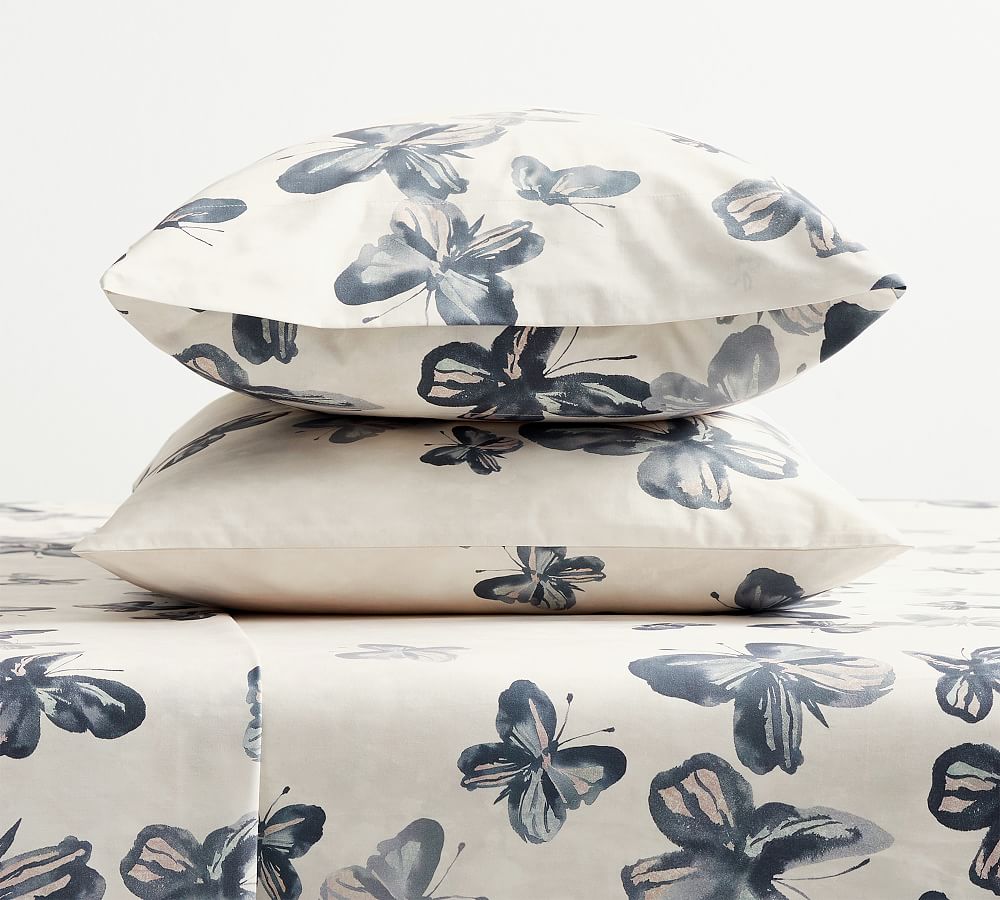 Pottery Barn Kids Butterfly Cotton Full Quilt, Throw Pillow 2 Shams Sheet  Set