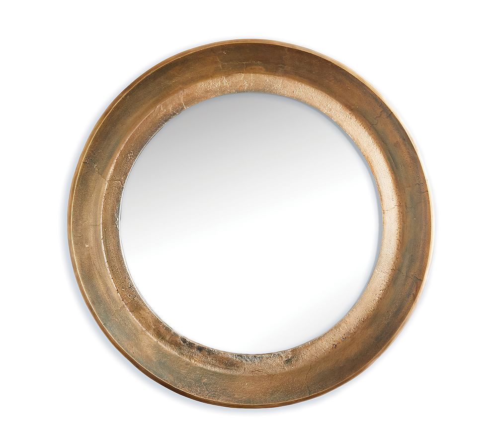 Kora Antique Nickel Round Wall Mirror - 24"W