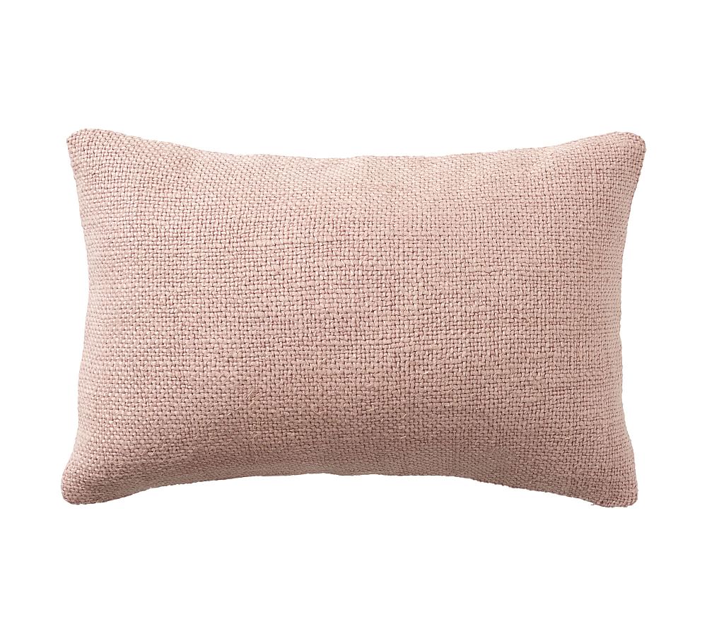 Faye Linen Textured Lumbar Pillow Cover Pottery Barn