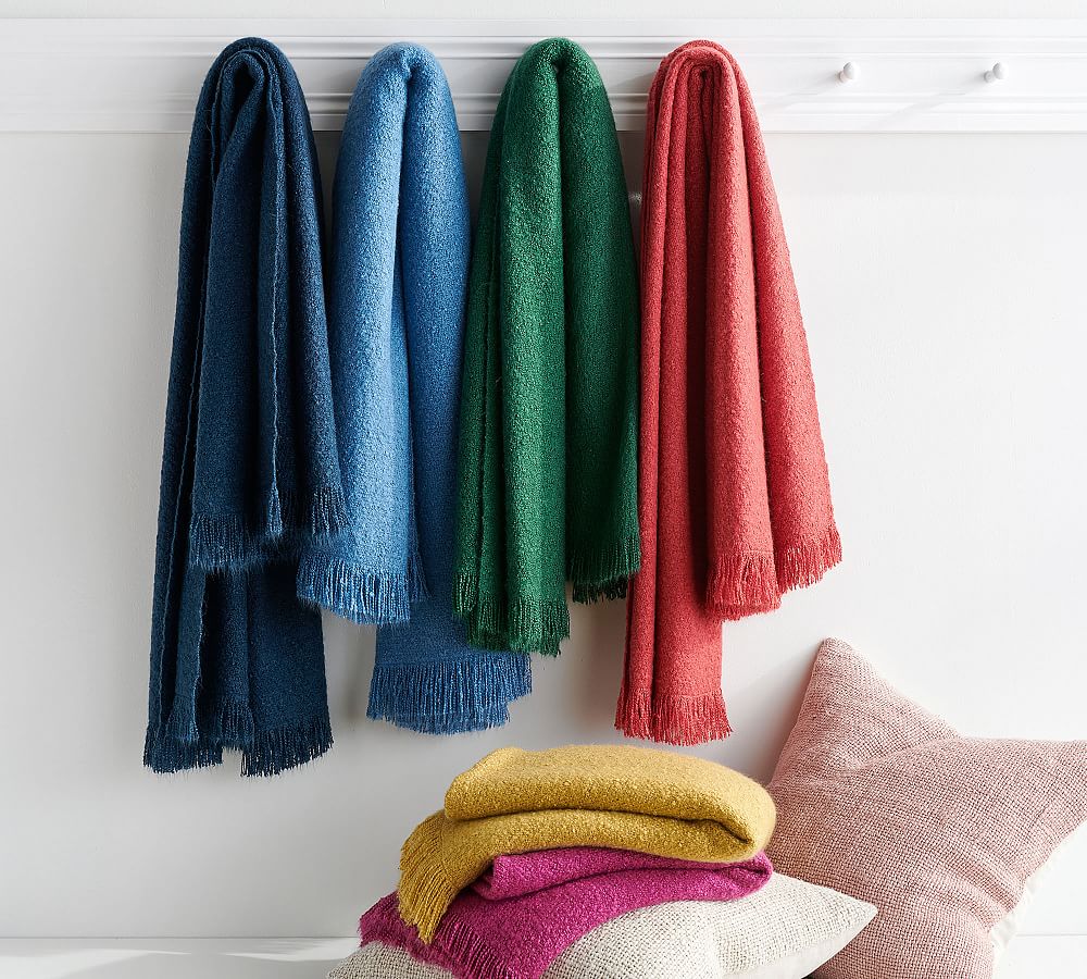 Boucle Faux Mohair Throw Blanket Pottery Barn