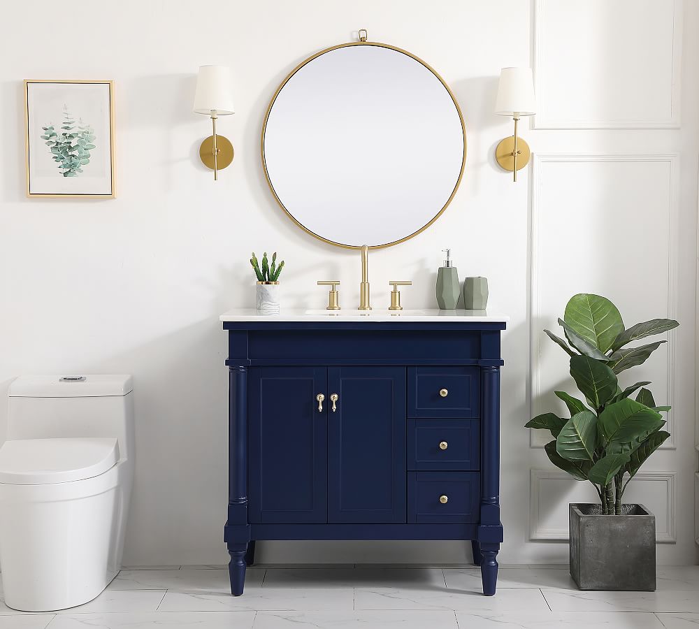 36 Navy Blue Single Sink Vanity Cabinet