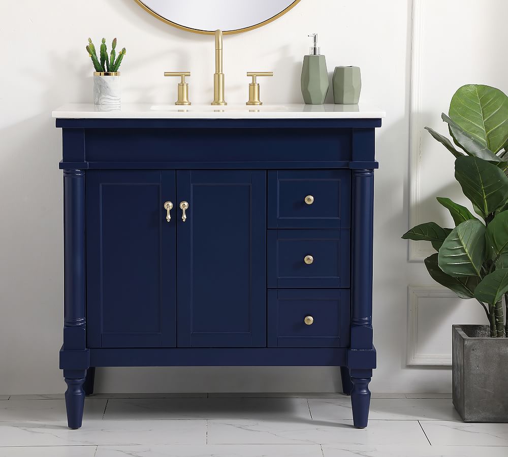 36 Navy Blue Single Sink Vanity Cabinet