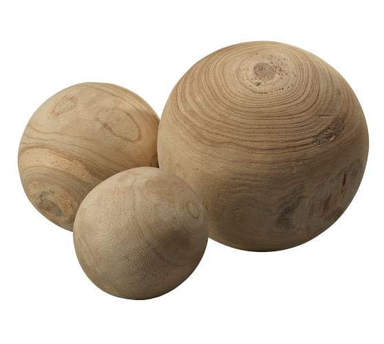 Decorative Malibu Wood Balls Set of 3 Pottery Barn