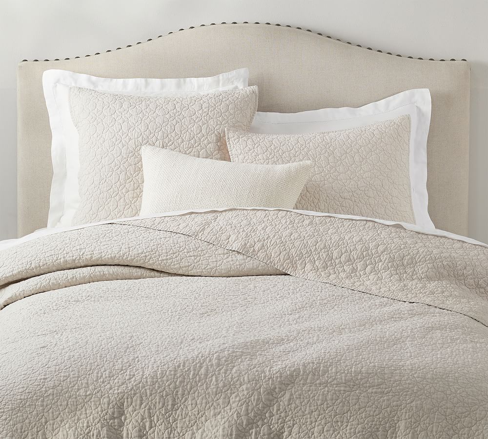 Flax Belgian Flax Linen Geo Coverlet & Sham | Pottery Barn