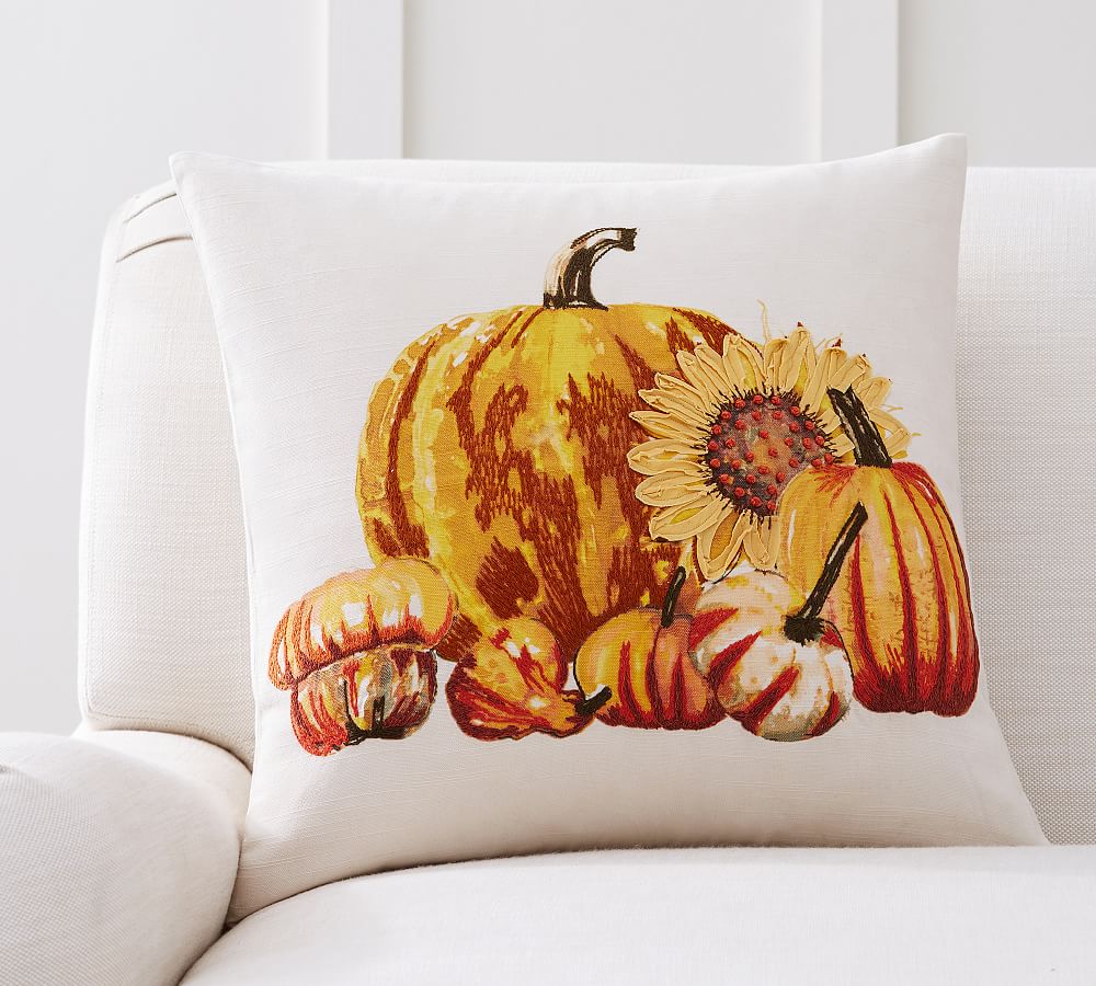 Pumpkin Sunflower Pillow Cover | Pottery Barn