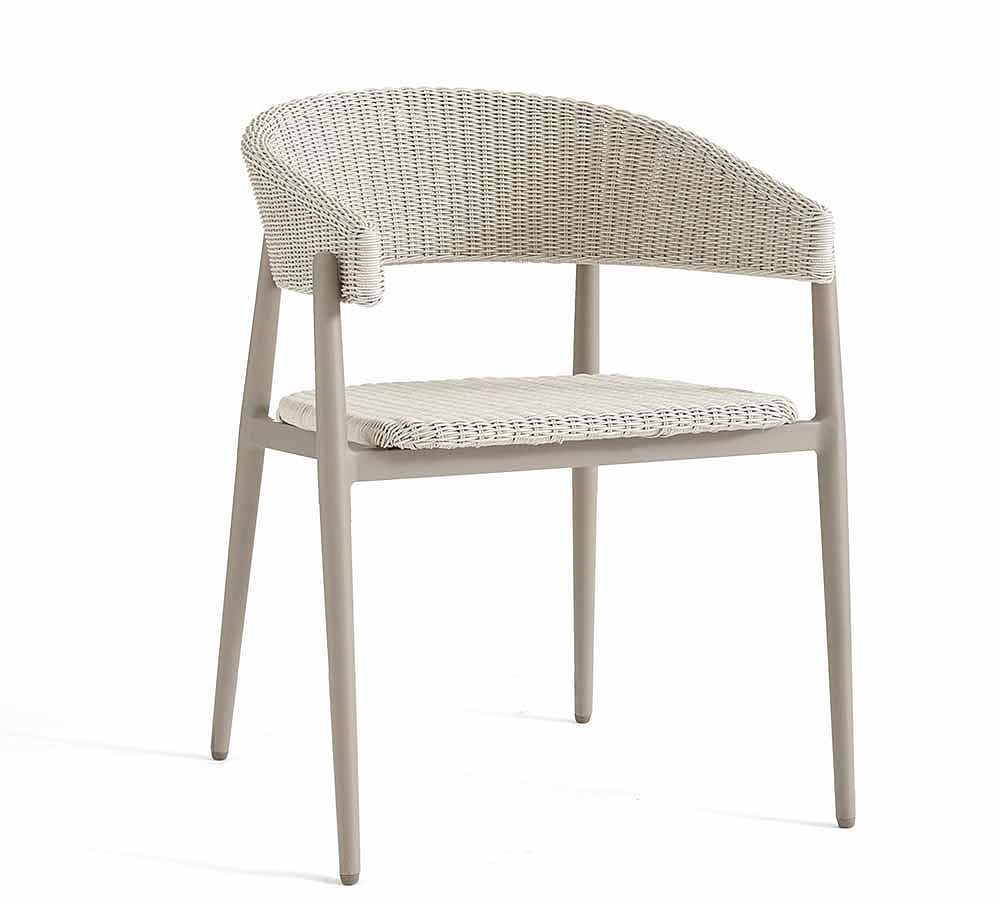 Antigua AllWeather Wicker Dining Armchair, Fog Gray Pottery Barn