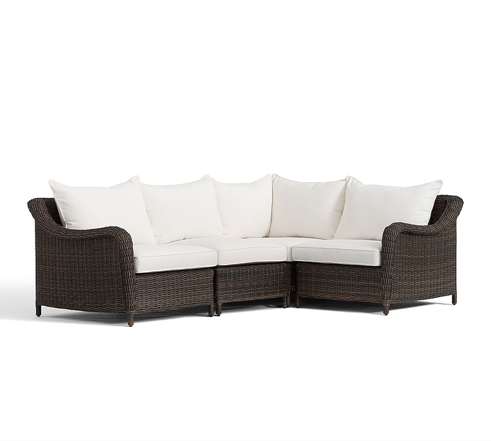 Torrey AllWeather Wicker Roll Arm Outdoor Sectional Set, Espresso