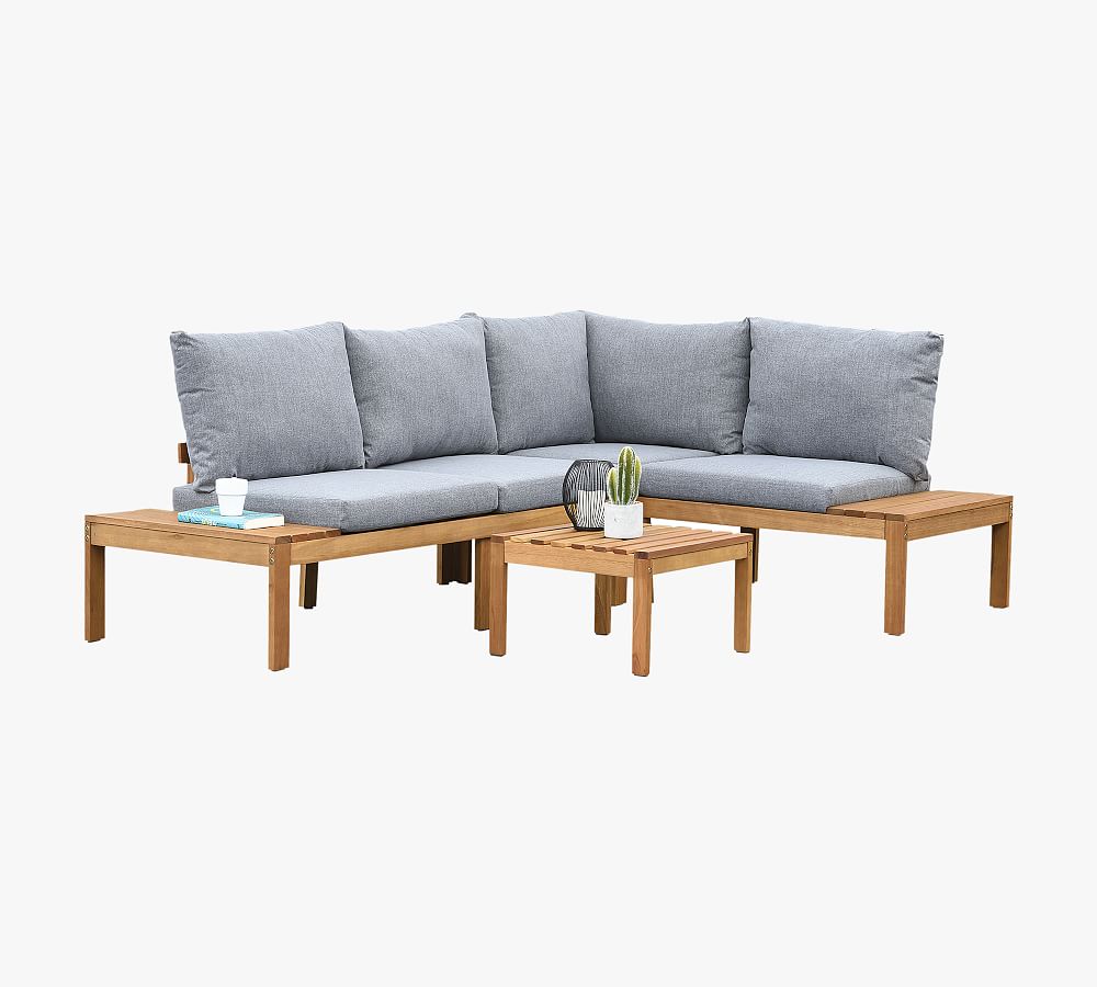 Pottery Barn Everett Eucalyptus Sectional Set with Coffee Table