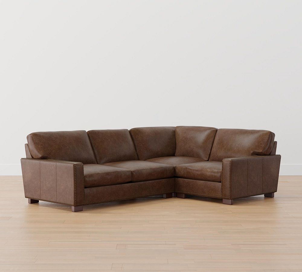 Turner Square Arm Leather 3Piece Sectional Pottery Barn