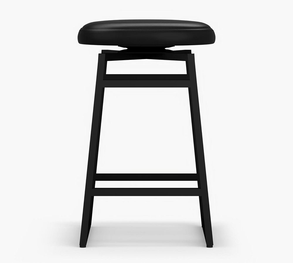Hardy Leather Backless Swivel Counter Stool
