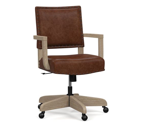 Manchester Leather Swivel Desk Chair | Pottery Barn