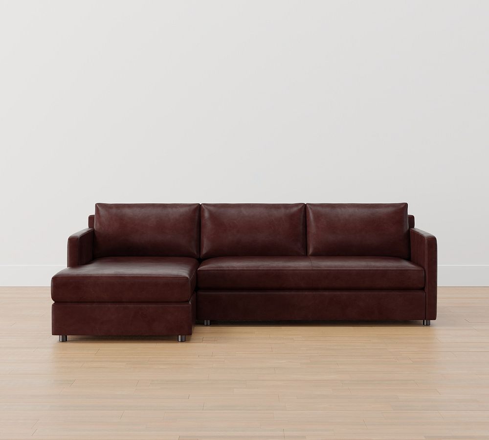 Pacifica Square Arm Leather Sofa Chaise Sectional