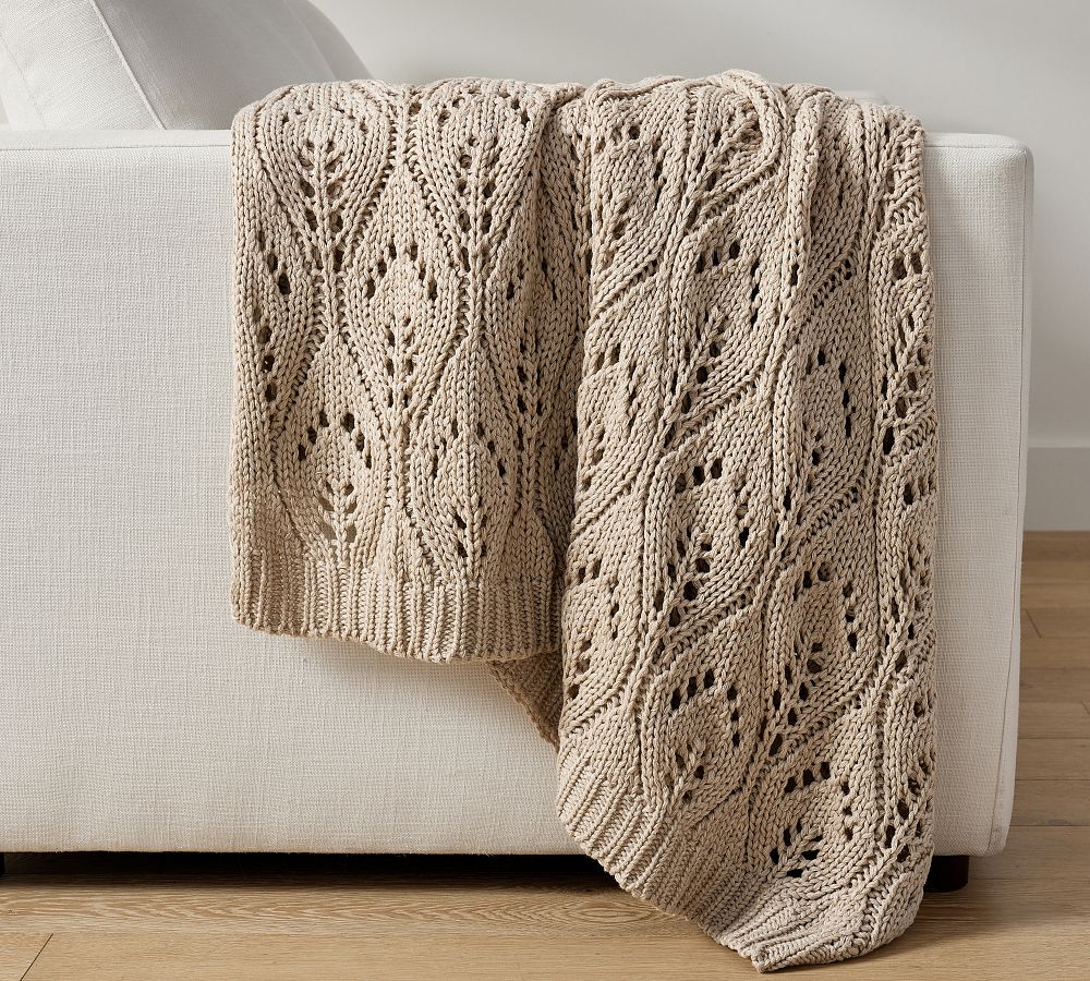 Pointelle Knit Throw Blanket Pottery Barn