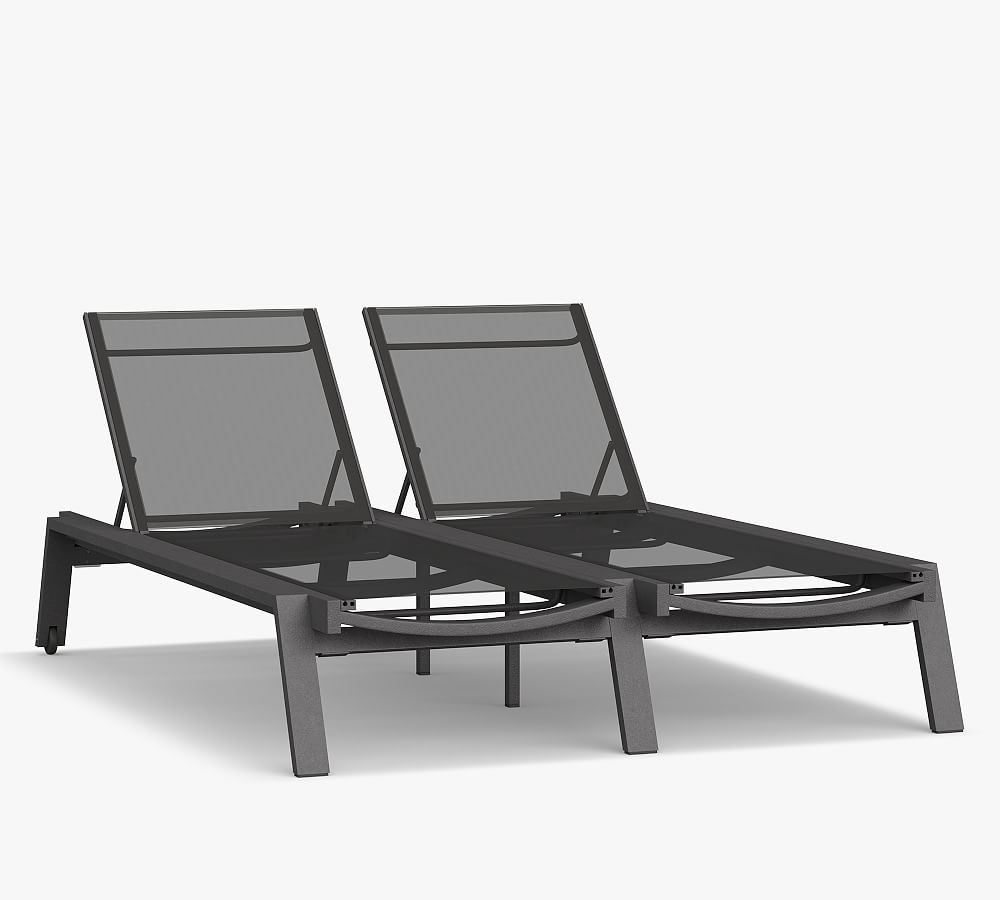 Indio Metal & Mesh Double Outdoor Chaise Lounge with Wheels