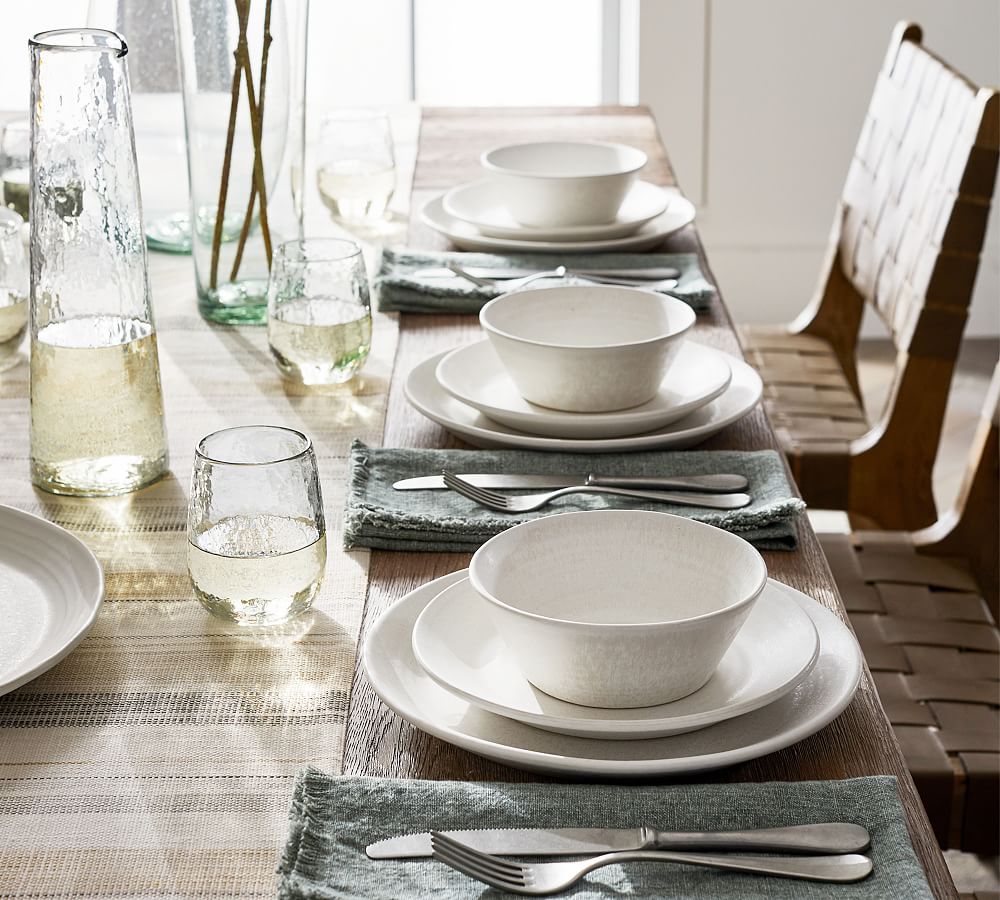 Larkin Reactive Glaze Stoneware 16-Piece Dinnerware Set | Pottery Barn