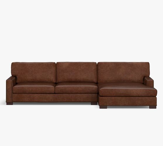 Turner Square Arm Leather Sofa Chaise Sectional Pottery Barn