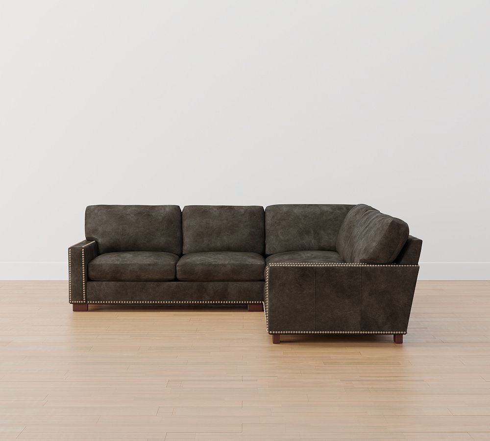 Turner Square Arm Leather 3-Piece L-Sectional