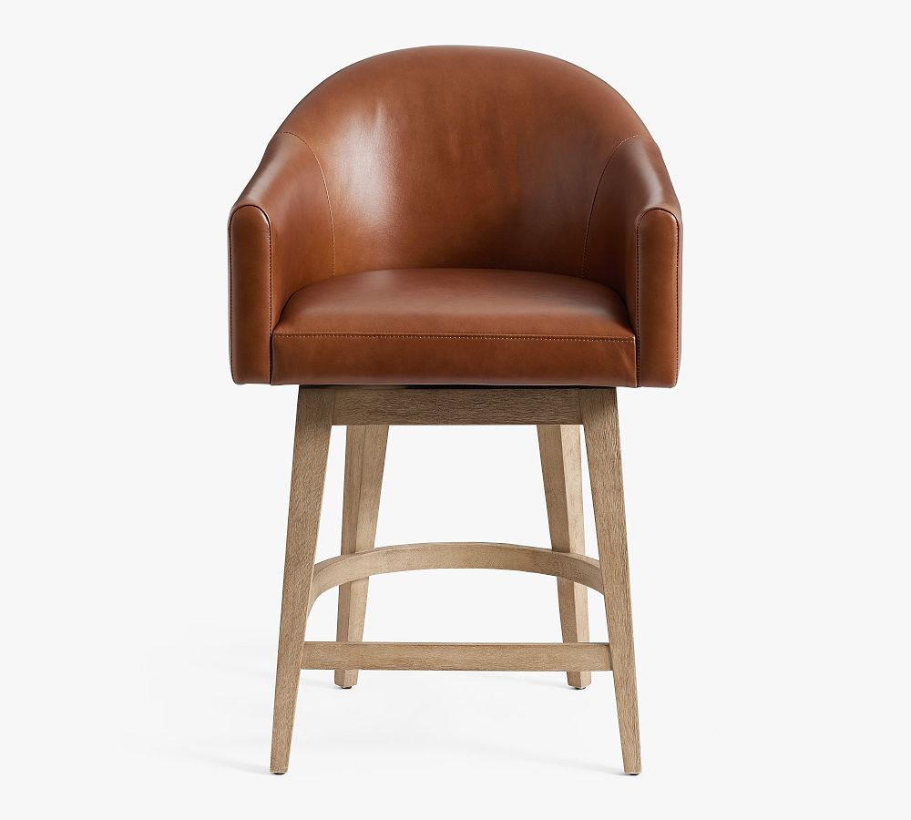 Gideon Leather Stool Pottery Barn