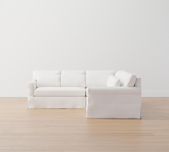 York Roll Arm Deep Seat Slipcovered 3Piece LSectional Pottery Barn