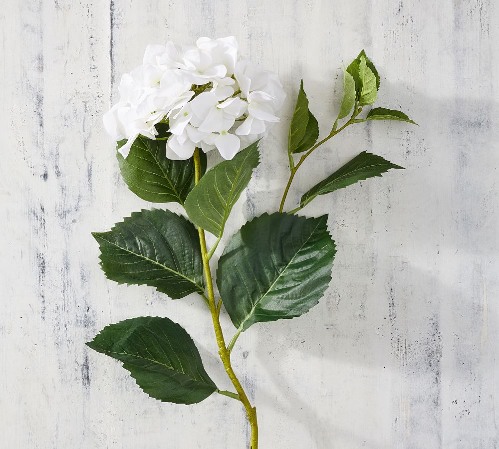 Faux Hydrangea Stem - White | Artificial Flowers | Pottery Barn