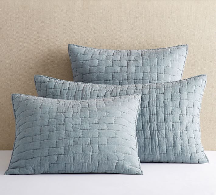 Dusty blue pillow, linen bedding, throw pillow, linen sham, oxford pillow,  linen pillow co…