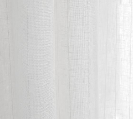 Emery Linen Pinstripe Sheer Curtain | Pottery Barn