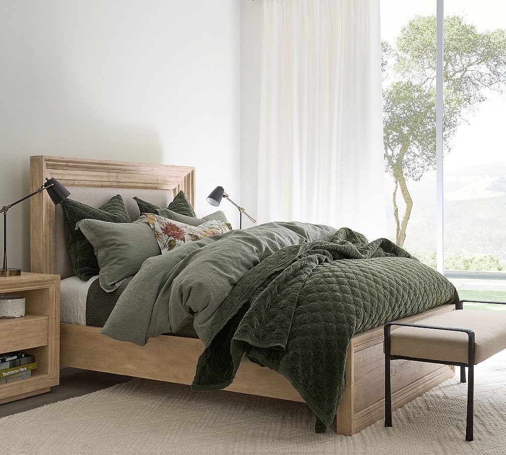 Leon Upholstered Platform Bed Pottery Barn