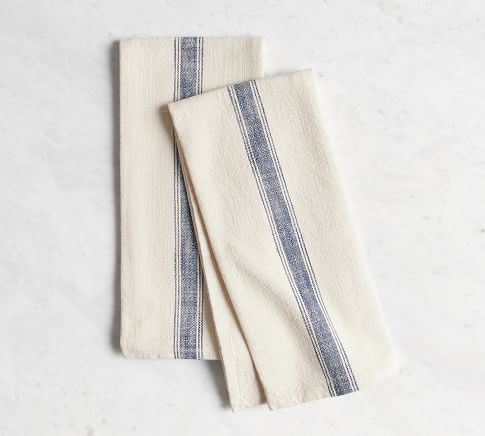 French Striped Organic Apron, Oven Mitt, & Pot Holder Set