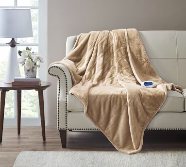 Beautyrest® Heated Microlight-to-Beber Throw Blanket | Pottery Barn