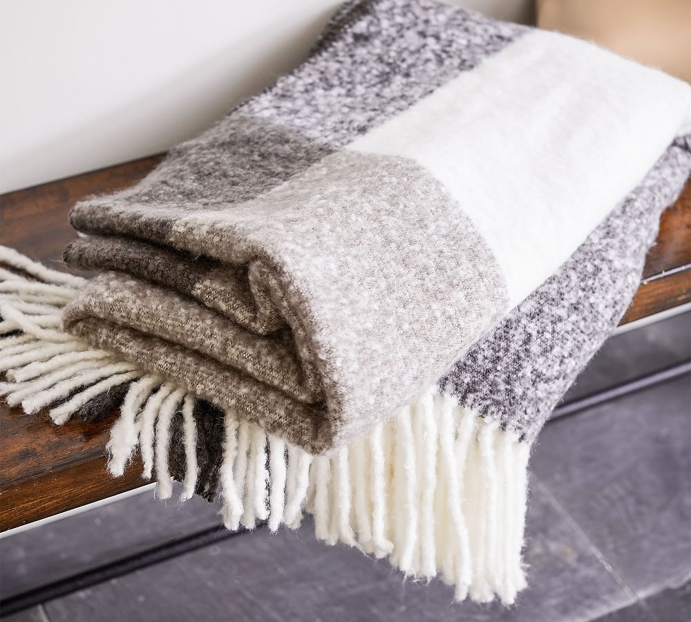 Benny Faux Mohair Fringe Throw Blanket Pottery Barn