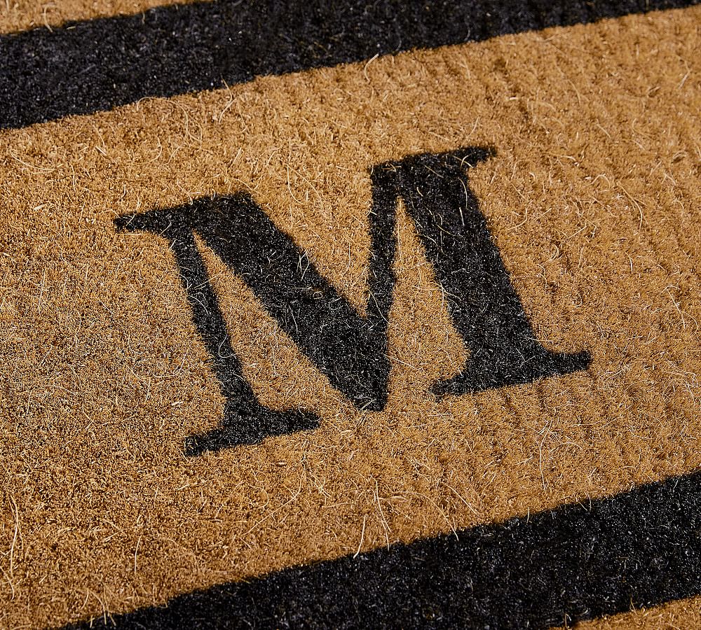 Black Double Border Monogrammed Outdoor Mat