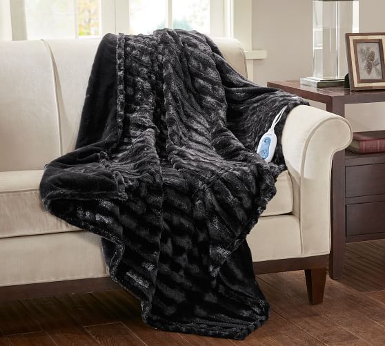 Beautyrest® Heated Faux Fur Throw Blanket Pottery Barn