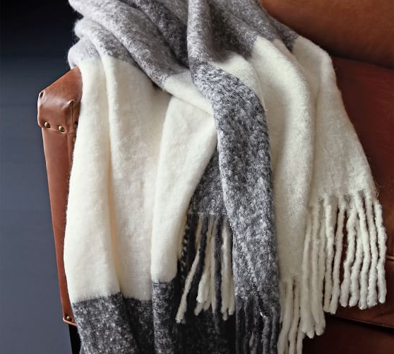 Benny Faux Mohair Fringe Throw Blanket Pottery Barn