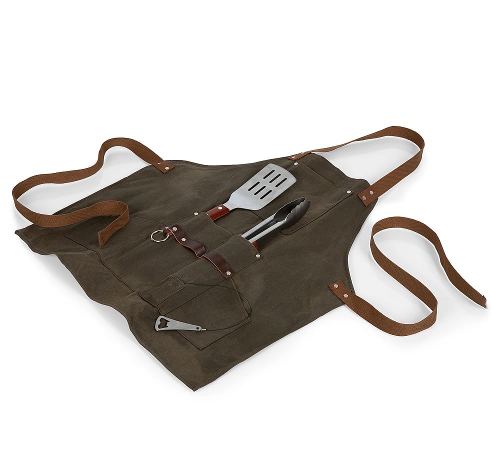 Greenpoint Canvas BBQ Apron & Grilling Utensil Set