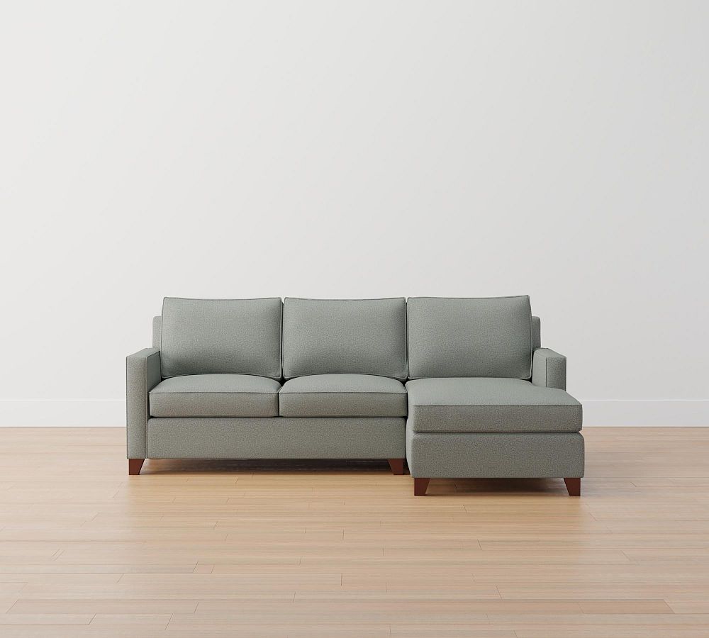 Tweed Large Sectional Sofa with Chaise - Light Gray