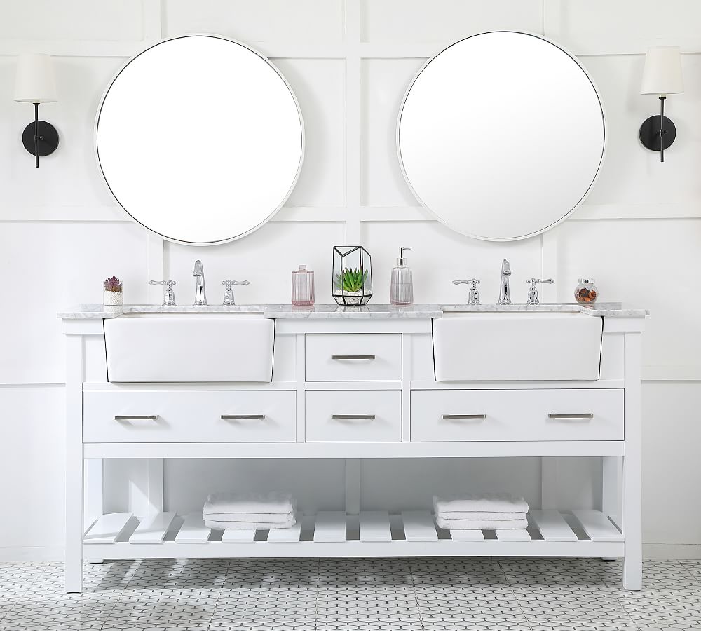 Farmhouse 72 in Double Sink Bathroom Vanity in Grey