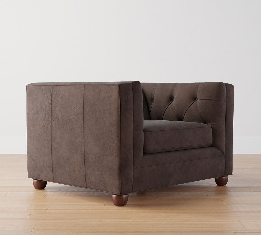 Chesterfield Square Arm Leather Armchair