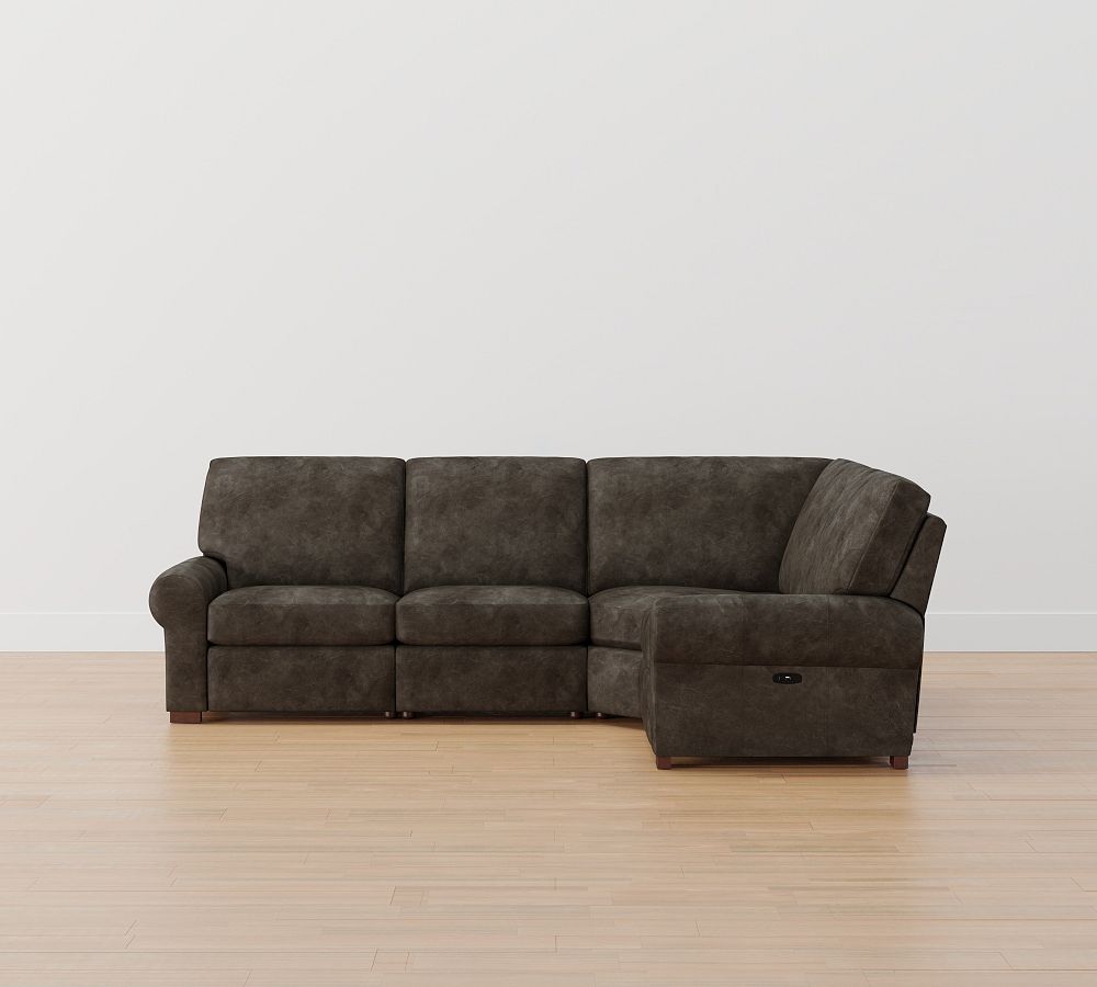 Turner Roll Arm Leather Reversible Power Reclining Sectional