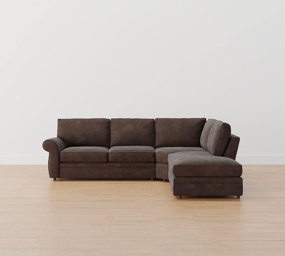 Pearce Roll Arm Leather 3-Piece Bumper Sectional