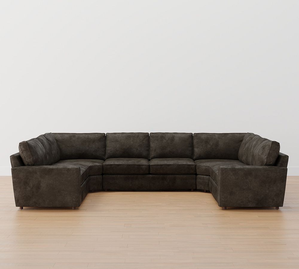 Pearce Square Arm Leather U-Shaped Sectional