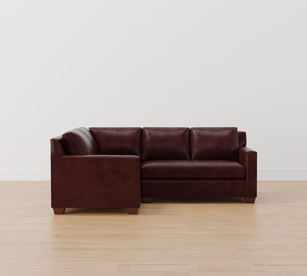 York Square Arm Leather 3-Piece Sectional
