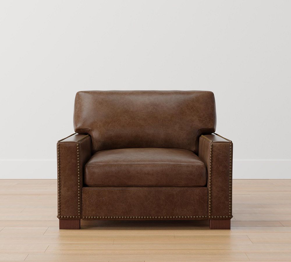 Turner Square Arm Leather Armchair Pottery Barn