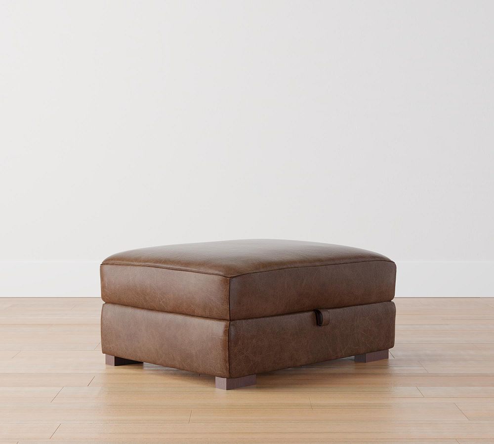Turner Leather Storage Ottoman Pottery Barn