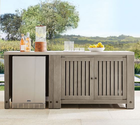 outdoor cabinet with sink and refrigerator