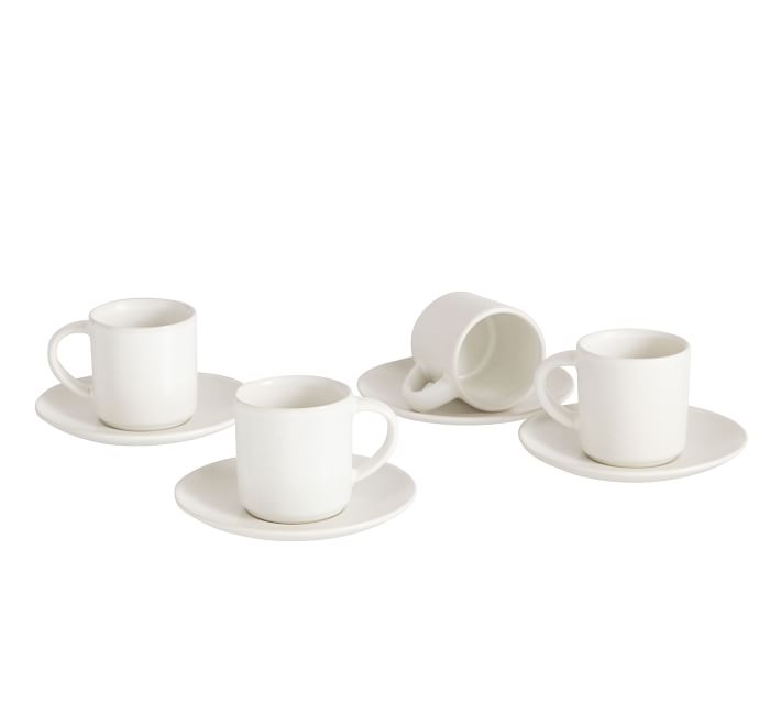 Espresso Cups with Saucers by Bruntmor - 4 ounce - Set of 6