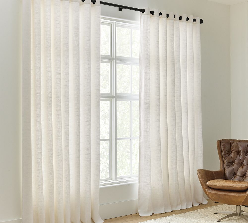 Emery Linen Grommet Light Filtering Curtain | Pottery Barn