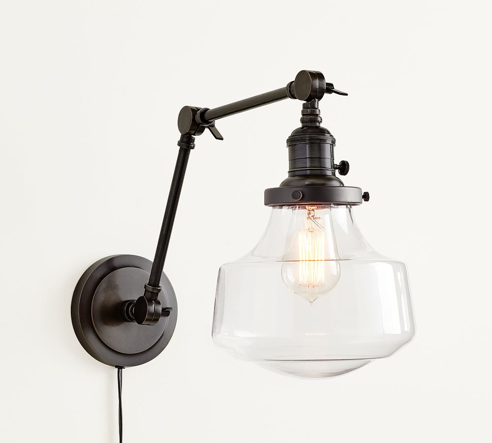 Schoolhouse Glass Plug-In Articulating Sconce